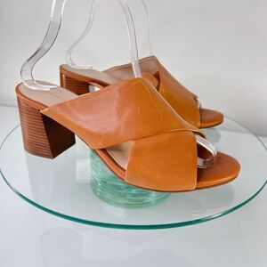 Cole Haan Dakota Sandals Brown Leather Criss Cross Summer Casual Heels